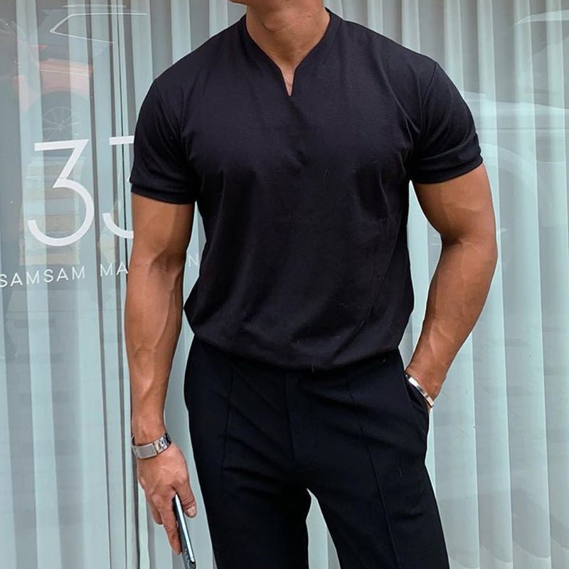 スポーティースリムフィットVネックTシャツ